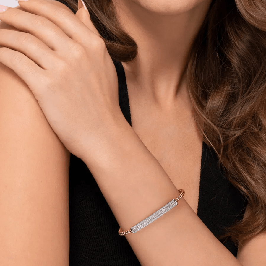 Gabriel & Co. Bujukan and Diamond Bar Split Bangle Bracelet with Lock BG5173-62M44JJ.LOCK