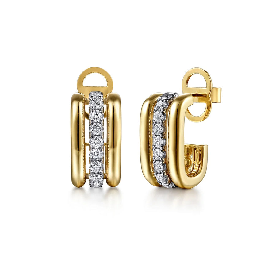 Gabriel & Co. Bujukan and Diamond J Hoop Stud Earrings - EG15479M45JJ