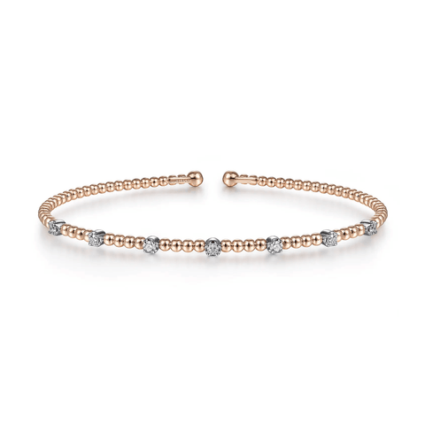 Gabriel & Co. Bujukan Bead Cuff Bracelet with Diamond Stations-Gabriel & Co. Bujukan Bead Cuff Bracelet with Diamond Stations - BG4436 - 65T45JJ