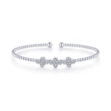 Gabriel & Co. Bujukan Bead Cuff Bracelet with Three Quatrefoil Diamond Stations-Gabriel & Co. Bujukan Bead Cuff Bracelet with Three Quatrefoil Diamond Stations - BG4115 - 65W45JJ