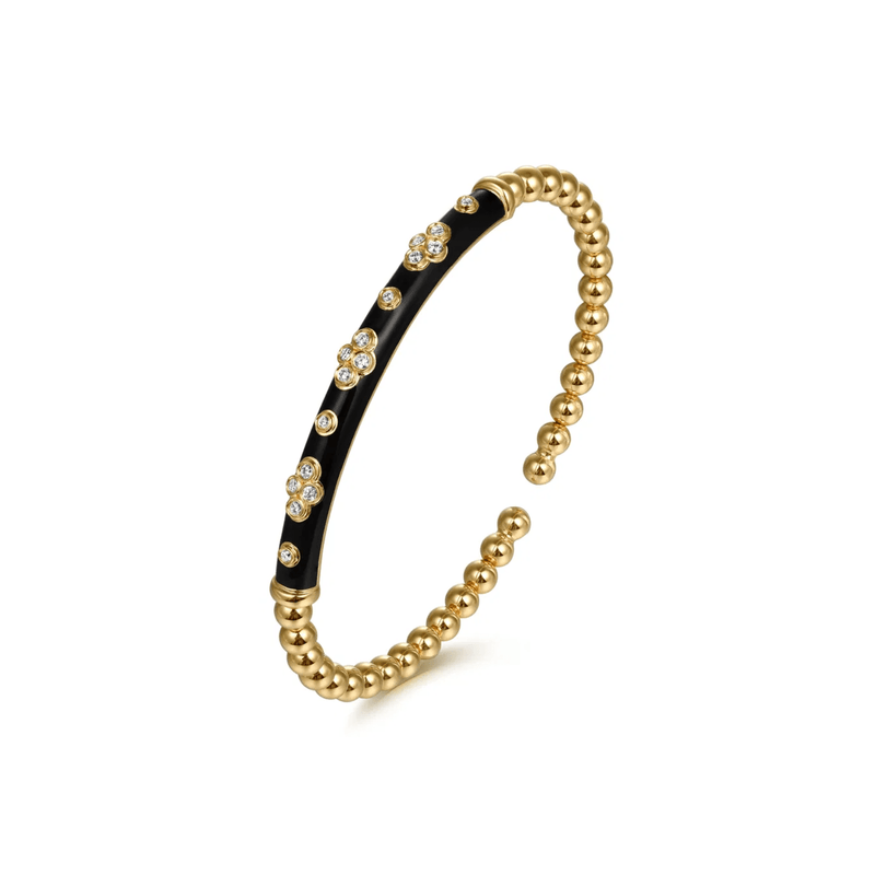 Gabriel & Co. Bujukan Beads and Diamond Split Bangle Bracelet with Black Enamel-Gabriel & Co. Bujukan Beads and Diamond Split Bangle Bracelet with Black Enamel BG5054E8Y45JJ.S550