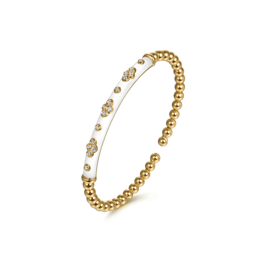 Gabriel & Co. Bujukan Beads and Diamond Split Bangle Bracelet with White Enamel BG5054E9Y45JJ