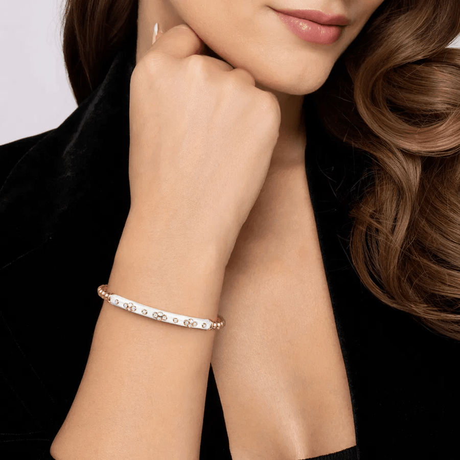 Gabriel & Co. Bujukan Beads and Diamond Split Bangle Bracelet with White Enamel BG5054E9Y45JJ