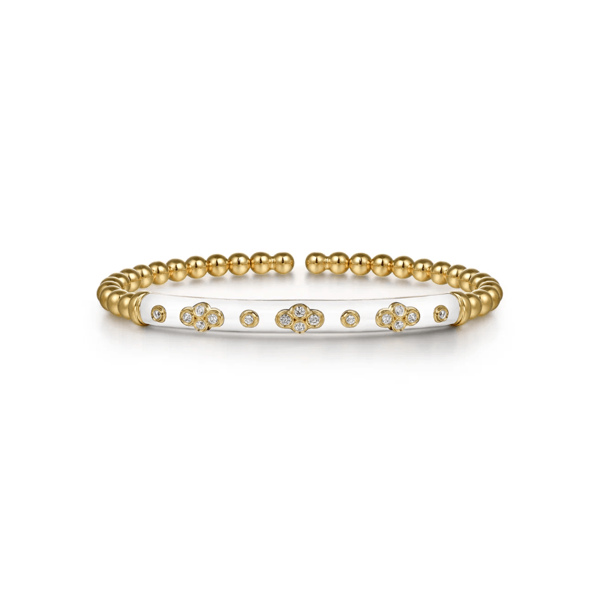 Gabriel & Co. Bujukan Beads and Diamond Split Bangle Bracelet with White Enamel BG5054E9Y45JJ