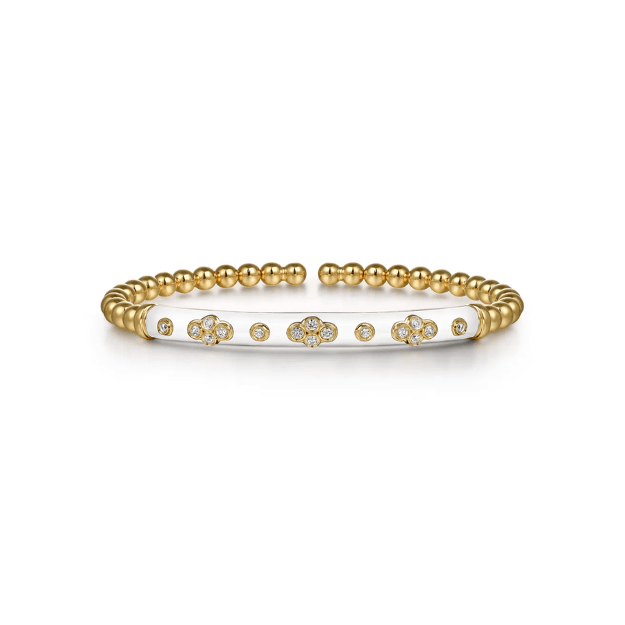 Gabriel & Co. Bujukan Beads and Diamond Split Bangle Bracelet with White Enamel BG5054E9Y45JJ