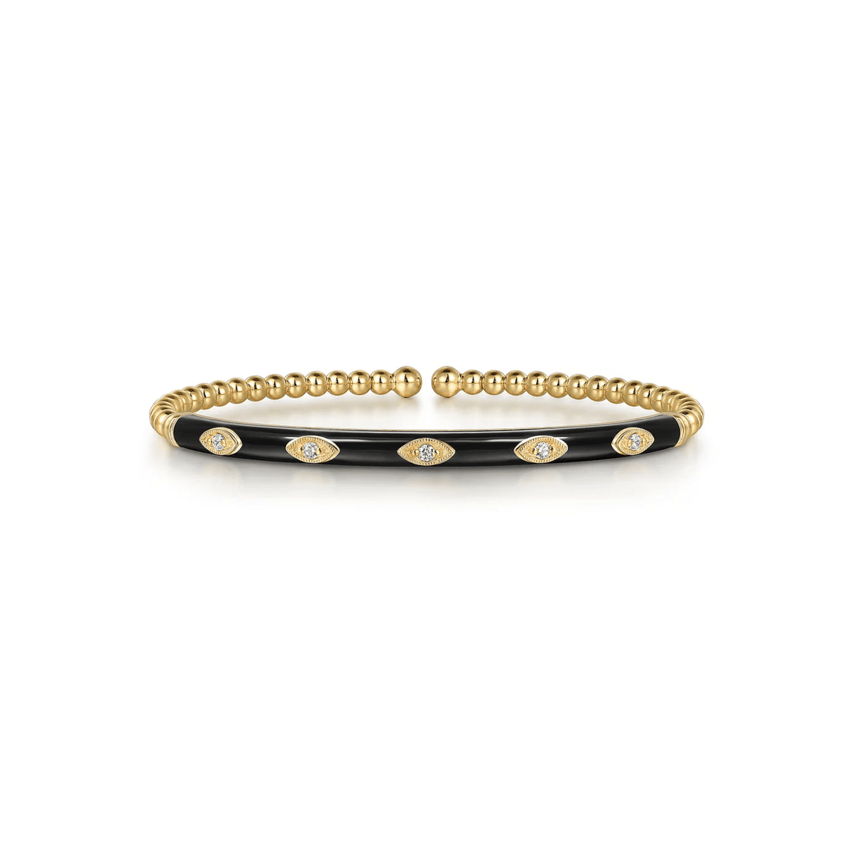 Gabriel & Co. Bujukan Beads and Diamond Split Bangle with Black Enamel BG4971E8Y45JJ