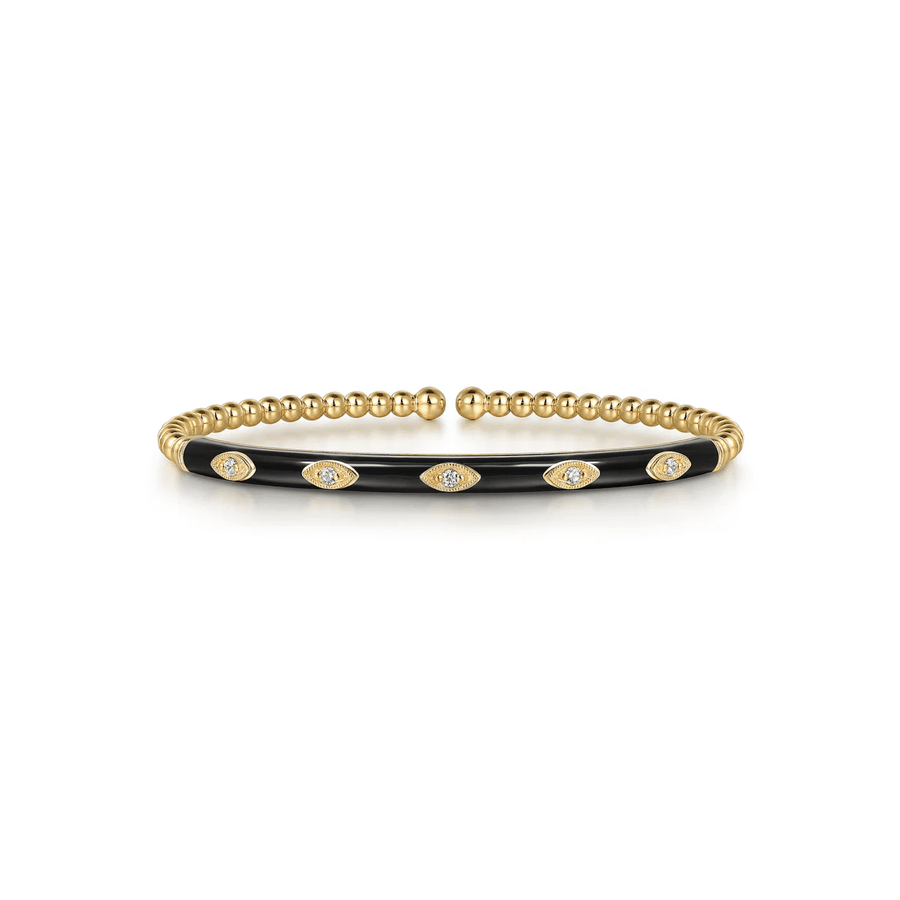 Gabriel & Co. Bujukan Beads and Diamond Split Bangle with Black Enamel BG4971E8Y45JJ