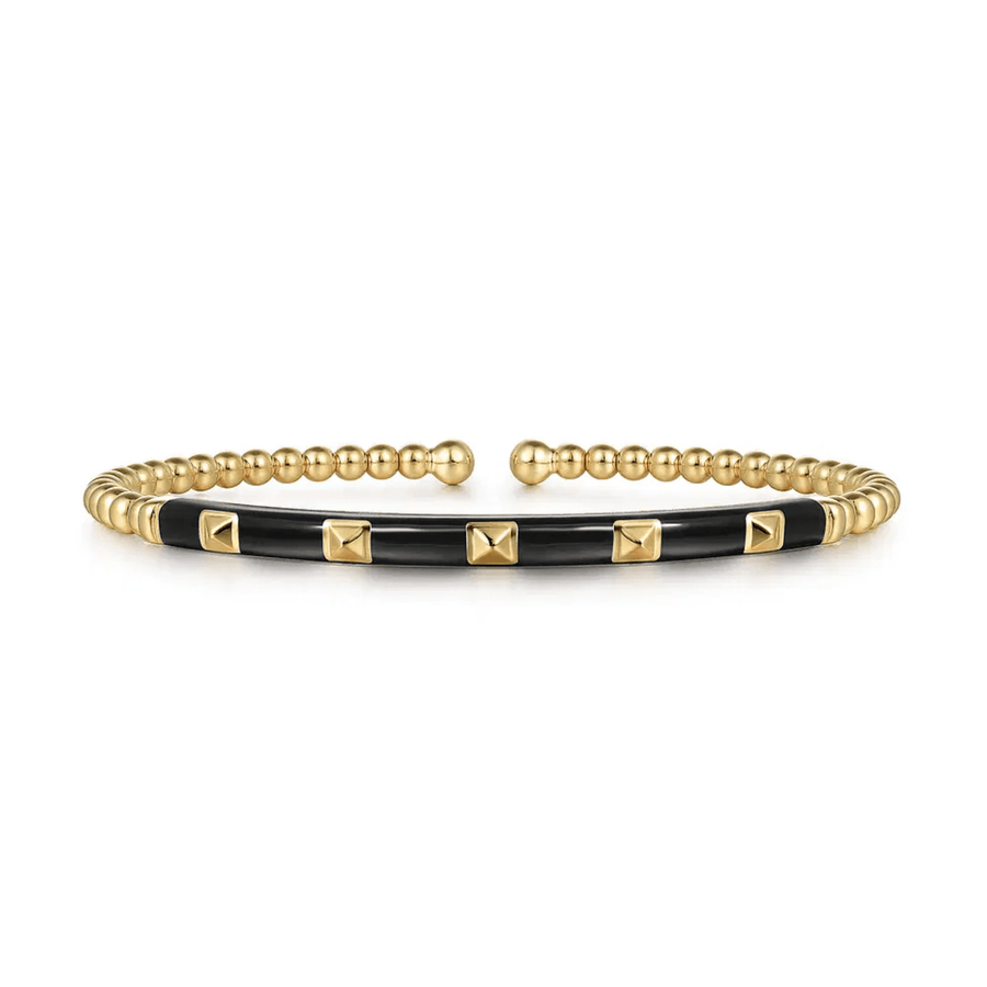 Gabriel & Co. Bujukan Beads and Pyramid Split Bangle with Black Enamel - BG4969E8Y4JJJ
