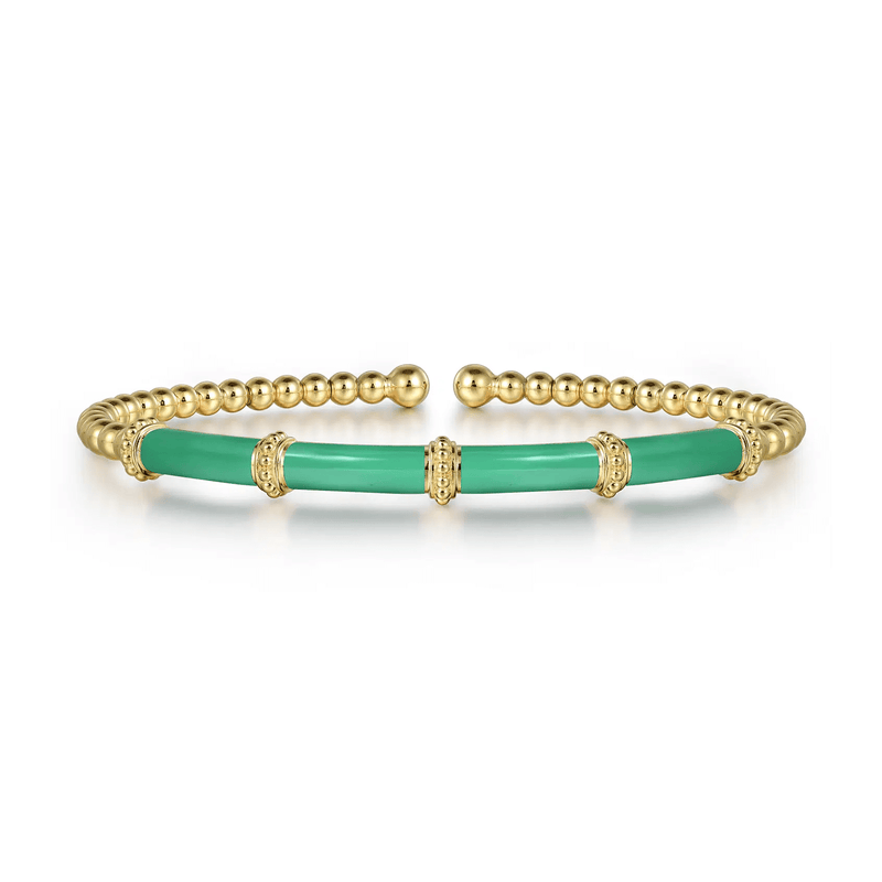 Gabriel & Co. Bujukan Beads Split Bangle with Green Enamel-Gabriel & Co. Bujukan Beads Split Bangle with Green Enamel - BG4972EHY4JJJ