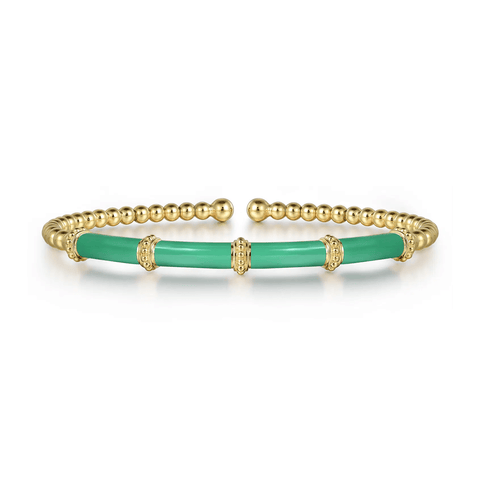 Gabriel & Co. Bujukan Beads Split Bangle with Green Enamel-Gabriel & Co. Bujukan Beads Split Bangle with Green Enamel - BG4972EHY4JJJ