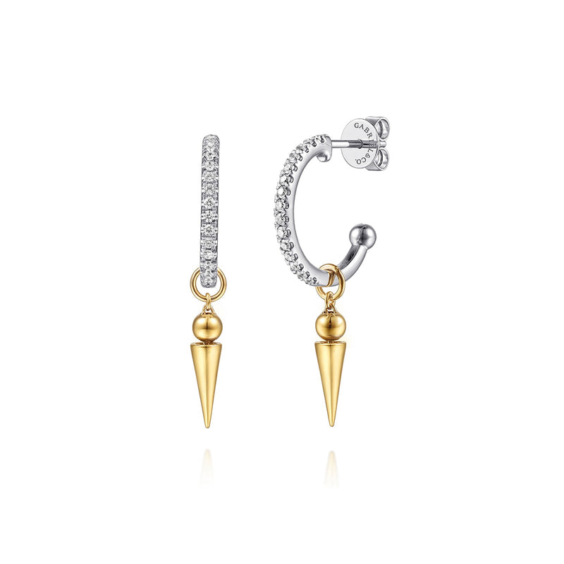 Gabriel & Co. Bujukan Bullet and Diamond Huggie Drop Earrings-Gabriel & Co. Bujukan Bullet and Diamond Huggie Drop Earrings - EG15582M45JJ