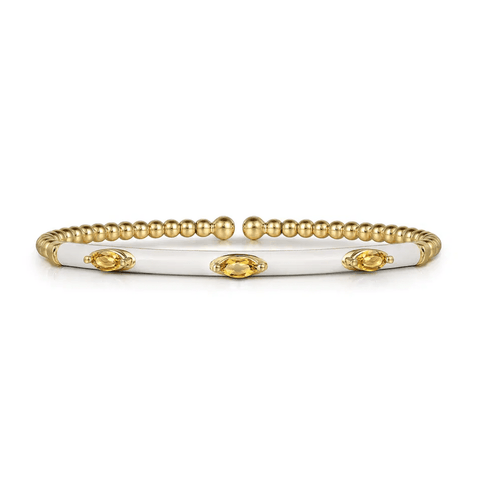 Gabriel & Co. Bujukan Citrine Split Bangle with White Enamel-Gabriel & Co. Bujukan Citrine Split Bangle with White Enamel - BG4968E9Y4JCT