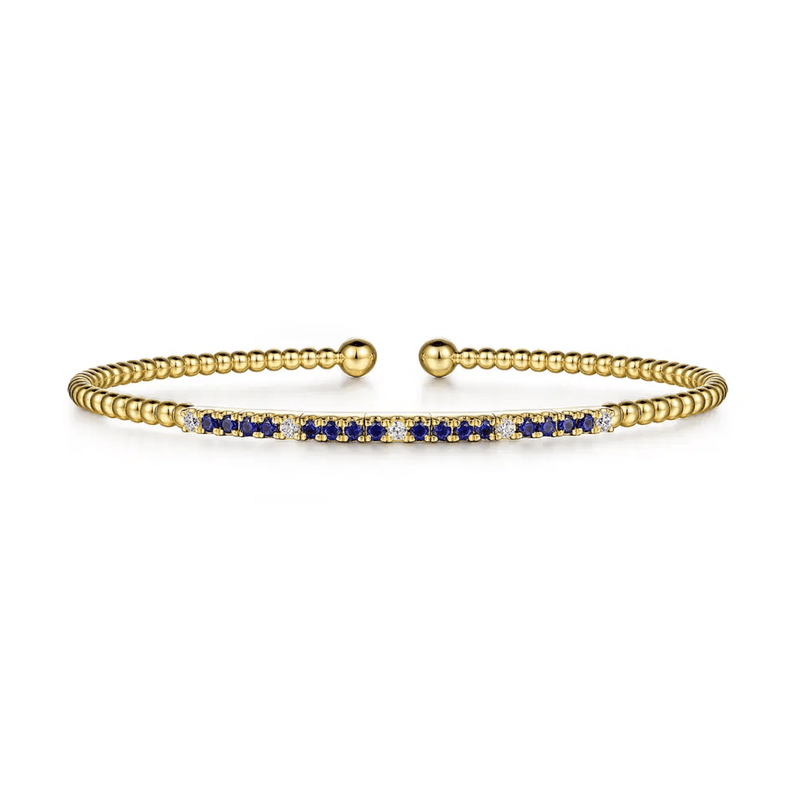 Gabriel & Co. Bujukan Diamond and Blue Sapphire Split Bangle-Gabriel & Co. Bujukan Diamond and Blue Sapphire Split Bangle - BG4702 - 62Y45SA