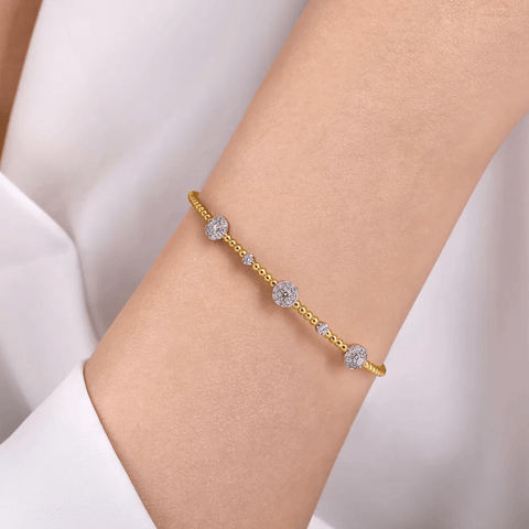 Gabriel & Co. Bujukan Diamond Cluster Stations Bangle with Lock-Gabriel & Co. Bujukan Diamond Cluster Stations Bangle BG4440-62M45JJ