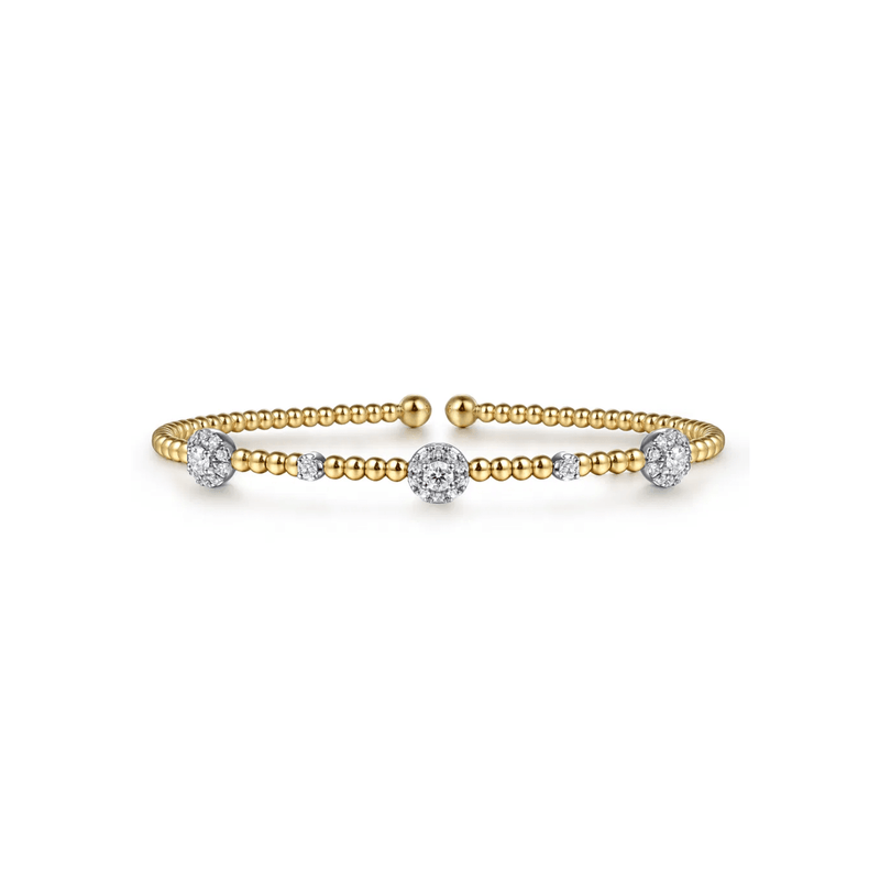 Gabriel & Co. Bujukan Diamond Cluster Stations Bangle with Lock-Gabriel & Co. Bujukan Diamond Cluster Stations Bangle BG4440-62M45JJ