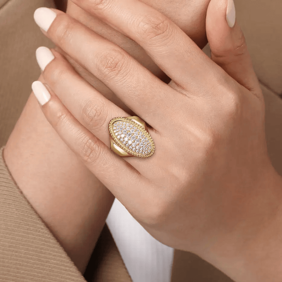 Gabriel & Co. Bujukan Diamond Elongated Oval Signet Ring - LR52463Y45JJ
