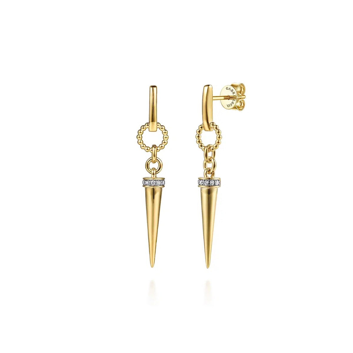 Gabriel & Co. Bujukan Link and Diamond Bullet Stud Drop Earrings - EG15591Y45JJ