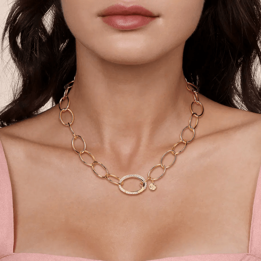 Gabriel & Co. Chain Necklace with Diamond Oval Pendant - NK7573Y45JJ