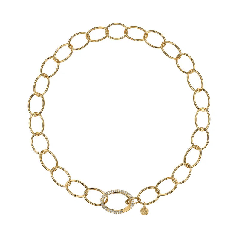 Gabriel & Co. Chain Necklace with Diamond Oval Pendant-Gabriel & Co. Chain Necklace with Diamond Oval Pendant - NK7573Y45JJ