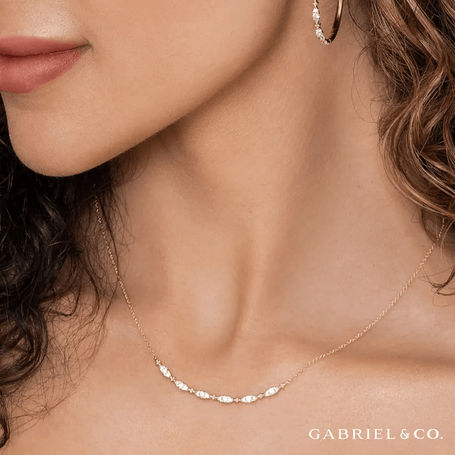Gabriel & Co. Curved Bujukan Bar Diamond Necklace - NK7184Y45JJ