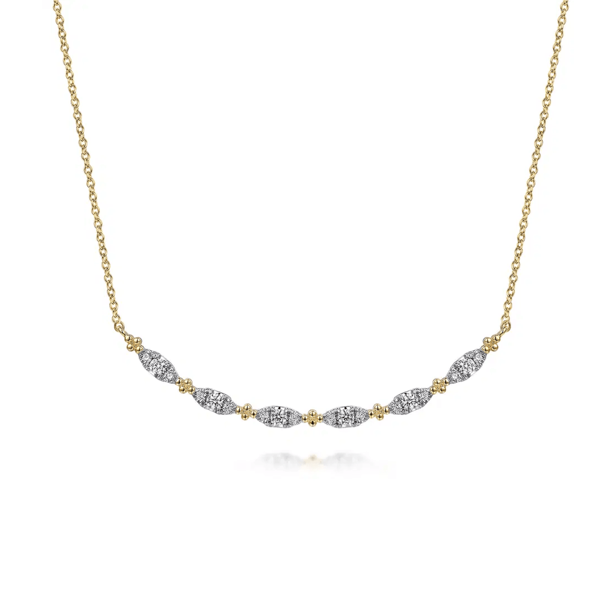 Gabriel & Co. Curved Bujukan Bar Diamond Necklace - NK7184Y45JJ