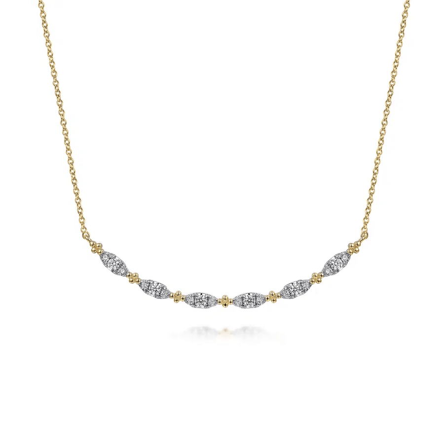 Gabriel & Co. Curved Bujukan Bar Diamond Necklace - NK7184Y45JJ