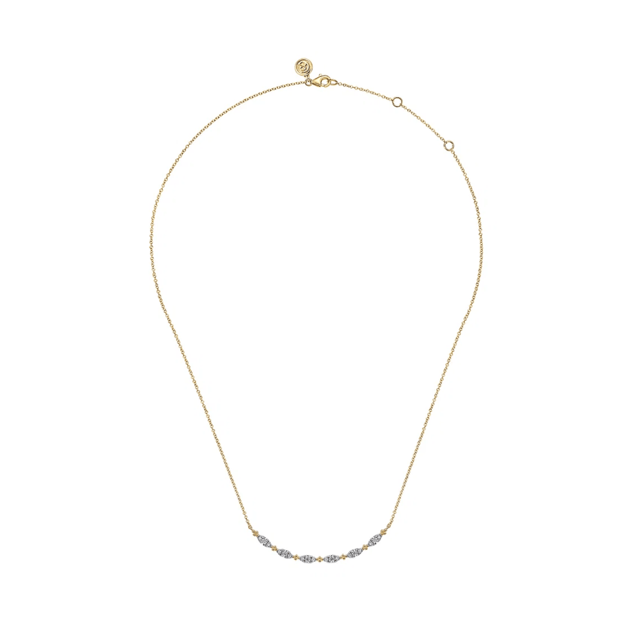 Gabriel & Co. Curved Bujukan Bar Diamond Necklace - NK7184Y45JJ