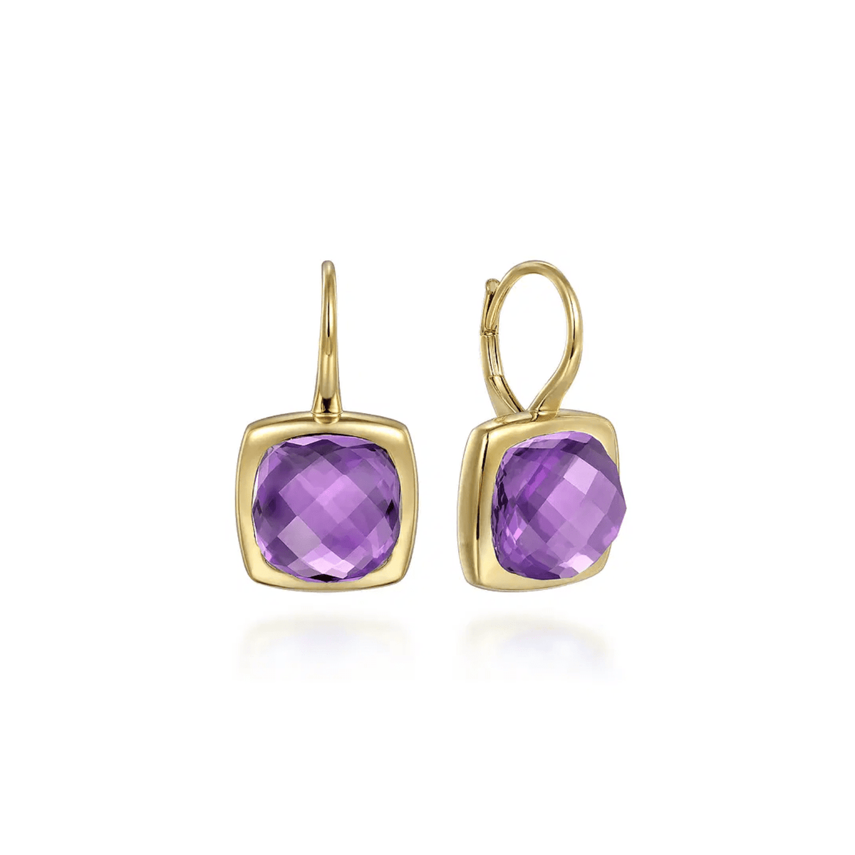 Gabriel & Co. Cushion Cut Amethyst Earrings With Flower Pattern J - Back - EG14987Y4JAM