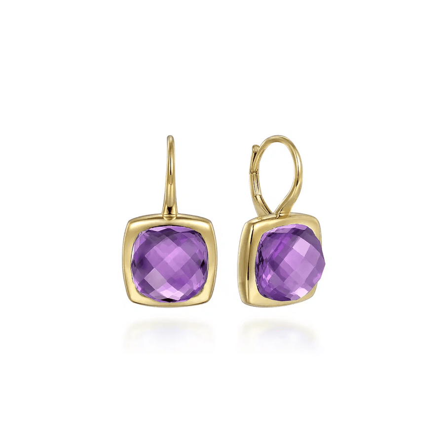 Gabriel & Co. Cushion Cut Amethyst Earrings With Flower Pattern J - Back - EG14987Y4JAM