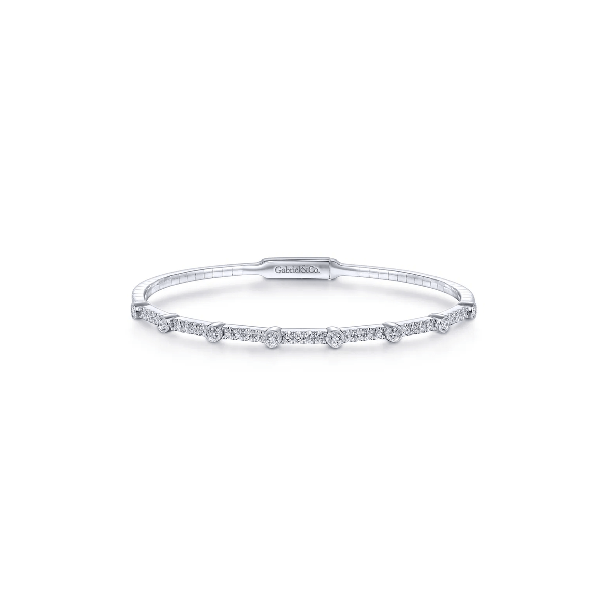 Gabriel & Co. Demure Gold Bezel Station Diamond Bangle BG3843-62W45JJ