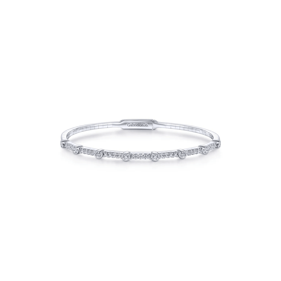 Gabriel & Co. Demure Gold Bezel Station Diamond Bangle BG3843-62W45JJ
