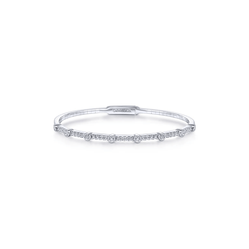 Gabriel & Co. Demure Gold Bezel Station Diamond Bangle-Gabriel & Co. Demure Gold Bezel Station Diamond Bangle BG3843-62W45JJ