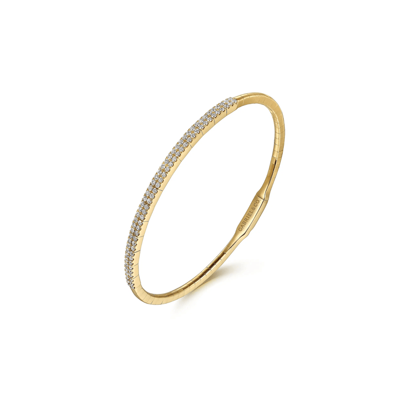 Gabriel & Co. Demure Gold Two Row Diamond Bangle-Gabriel & Co. Demure Gold Two Row Diamond Bangle BG4009-62Y45JJ