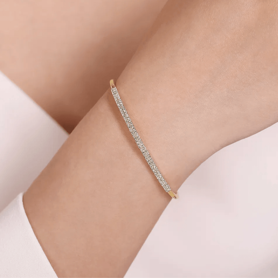 Gabriel & Co. Demure Gold Two Row Diamond Bangle BG4009-62Y45JJ