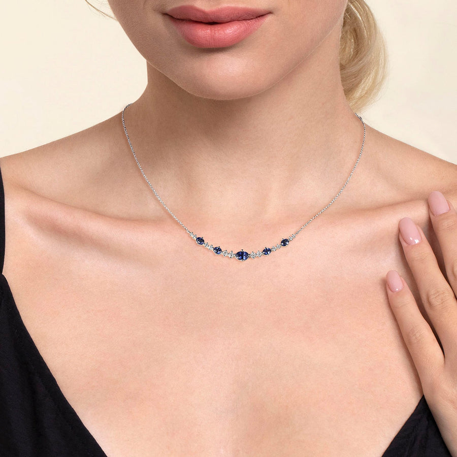 Gabriel & Co. Diamond and Blue Sapphire Bar Necklace - NK7868W45SA