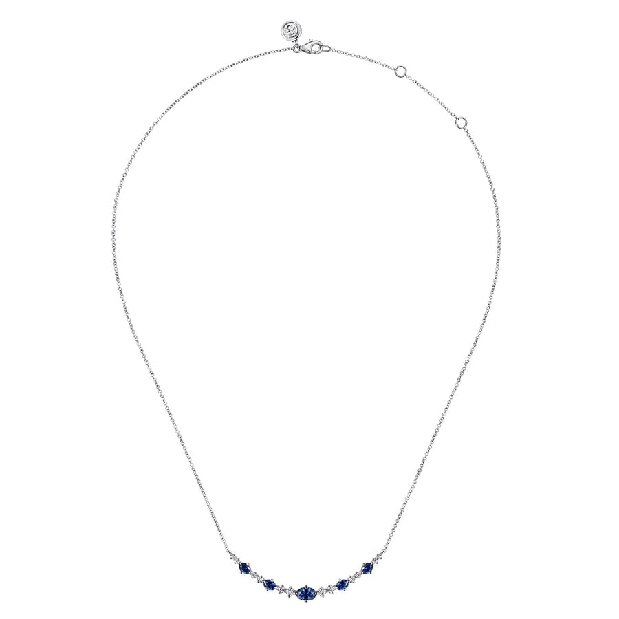 Gabriel & Co. Diamond and Blue Sapphire Bar Necklace - NK7868W45SA