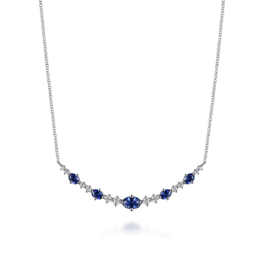 Gabriel & Co. Diamond and Blue Sapphire Bar Necklace - NK7868W45SA