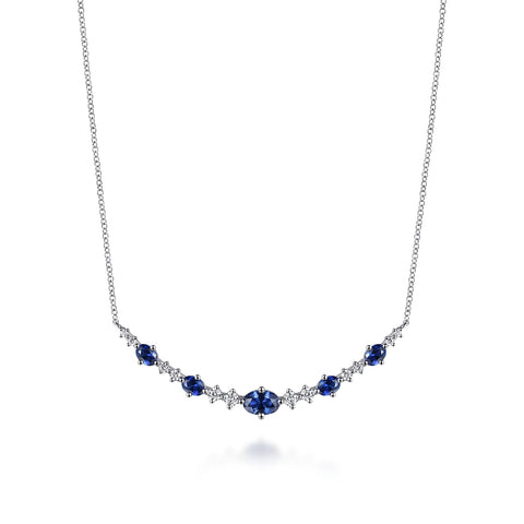 Gabriel & Co. Diamond and Blue Sapphire Bar Necklace-Gabriel & Co. Diamond and Blue Sapphire Bar Necklace - NK7868W45SA