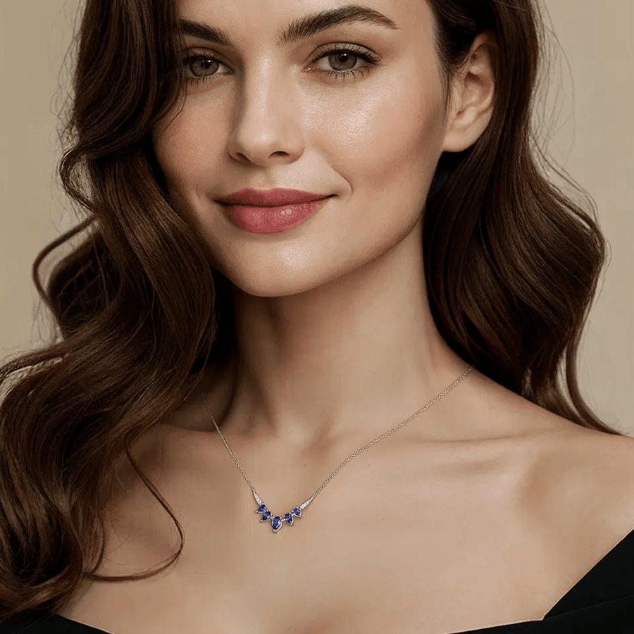 Gabriel & Co. Diamond and Blue Sapphire Chevron Bar Necklace - NK7739W45SA