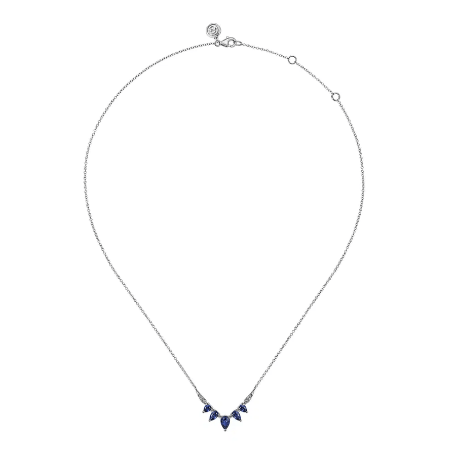 Gabriel & Co. Diamond and Blue Sapphire Chevron Bar Necklace - NK7739W45SA