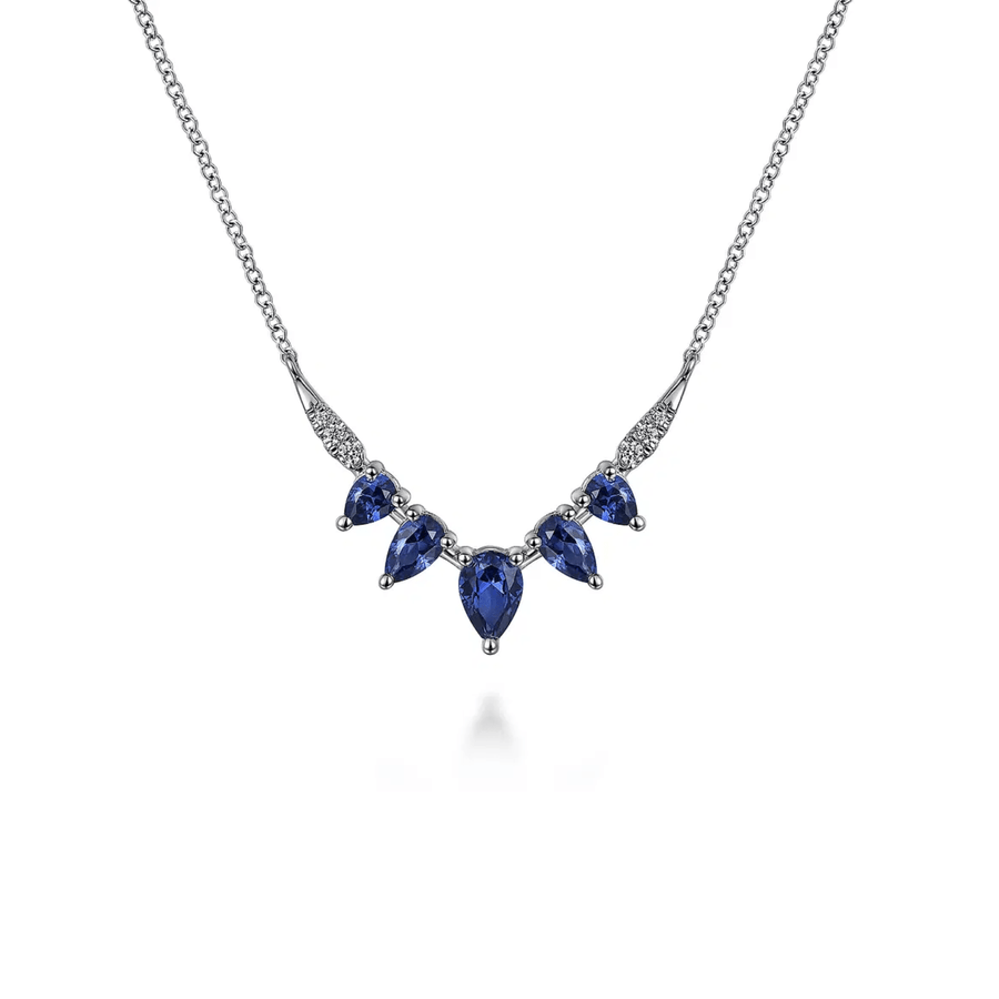 Gabriel & Co. Diamond and Blue Sapphire Chevron Bar Necklace - NK7739W45SA