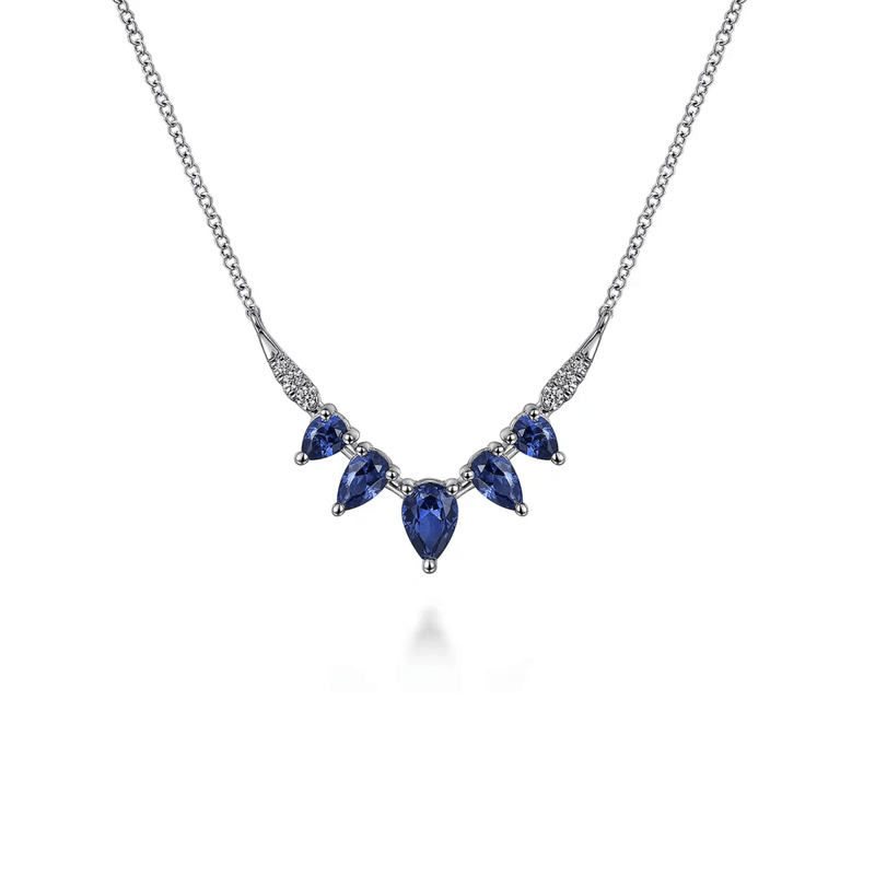 Gabriel & Co. Diamond and Blue Sapphire Chevron Bar Necklace-Gabriel & Co. Diamond and Blue Sapphire Chevron Bar Necklace - NK7739W45SA