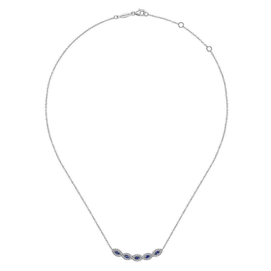 Gabriel & Co. Diamond and Blue Sapphire Necklace - NK6628W45SA