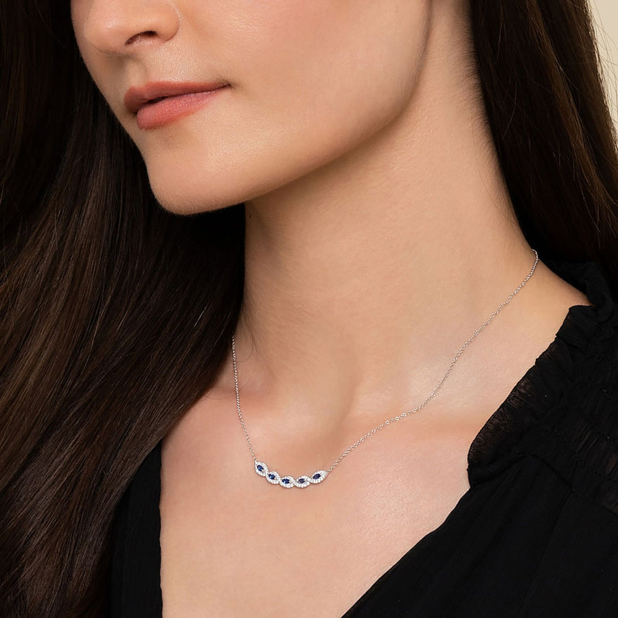 Gabriel & Co. Diamond and Blue Sapphire Necklace - NK6628W45SA