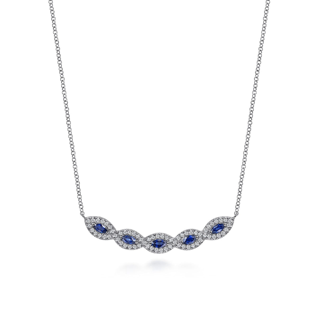 Gabriel & Co. Diamond and Blue Sapphire Necklace - NK6628W45SA