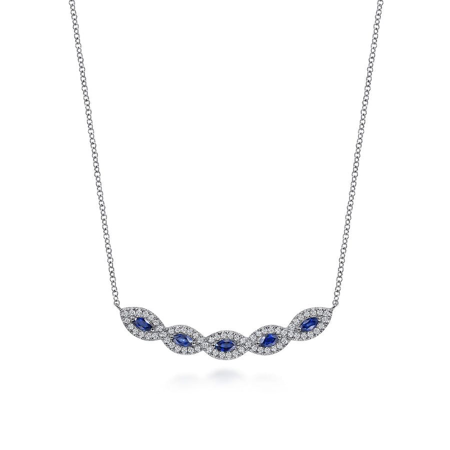 Gabriel & Co. Diamond and Blue Sapphire Necklace - NK6628W45SA