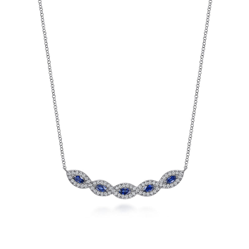 Gabriel & Co. Diamond and Blue Sapphire Necklace-Gabriel & Co. Diamond and Blue Sapphire Necklace - NK6628W45SA