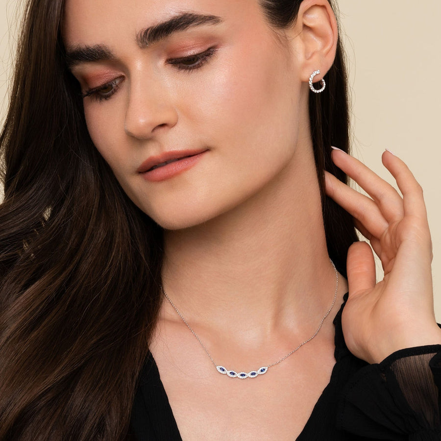 Gabriel & Co. Diamond and Blue Sapphire Necklace - NK6628W45SA