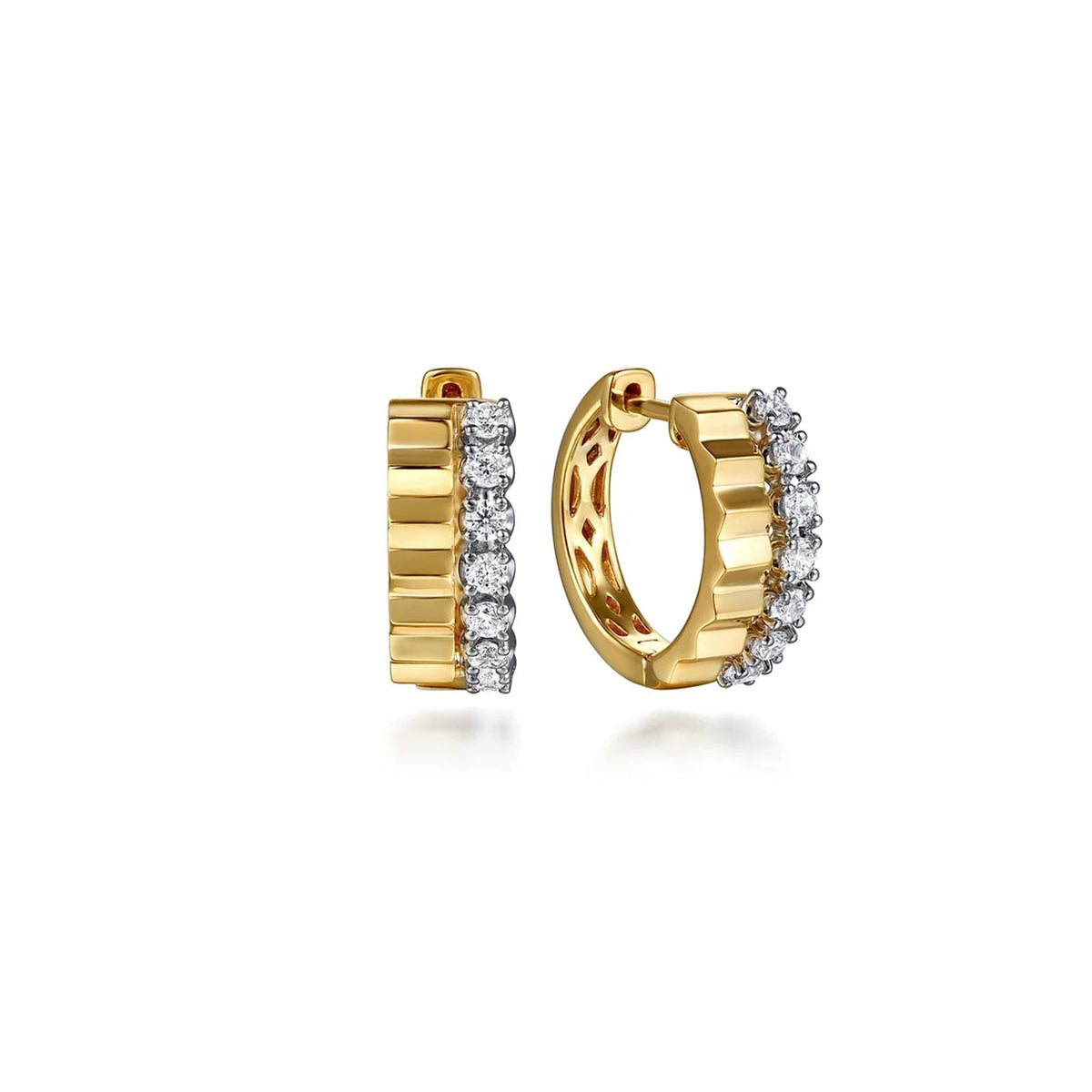 Gabriel & Co. Diamond and Diamond Cut Huggie Earrings - EG15339M45JJ