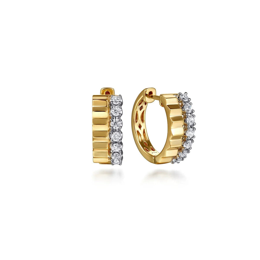 Gabriel & Co. Diamond and Diamond Cut Huggie Earrings - EG15339M45JJ